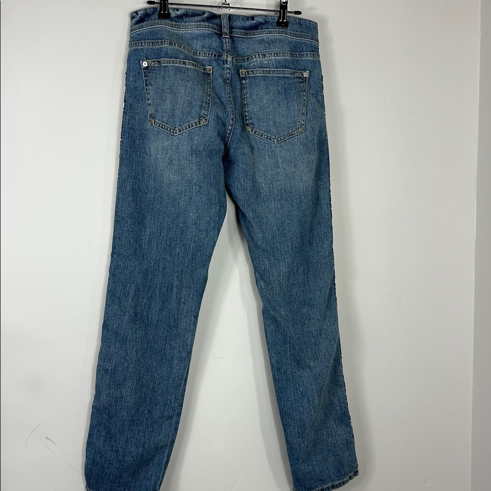 Anthropologie Pilcro & The Letterpress Patchwork Slim Boyfriend Blue Jeans 26 - Picture 11 of 14